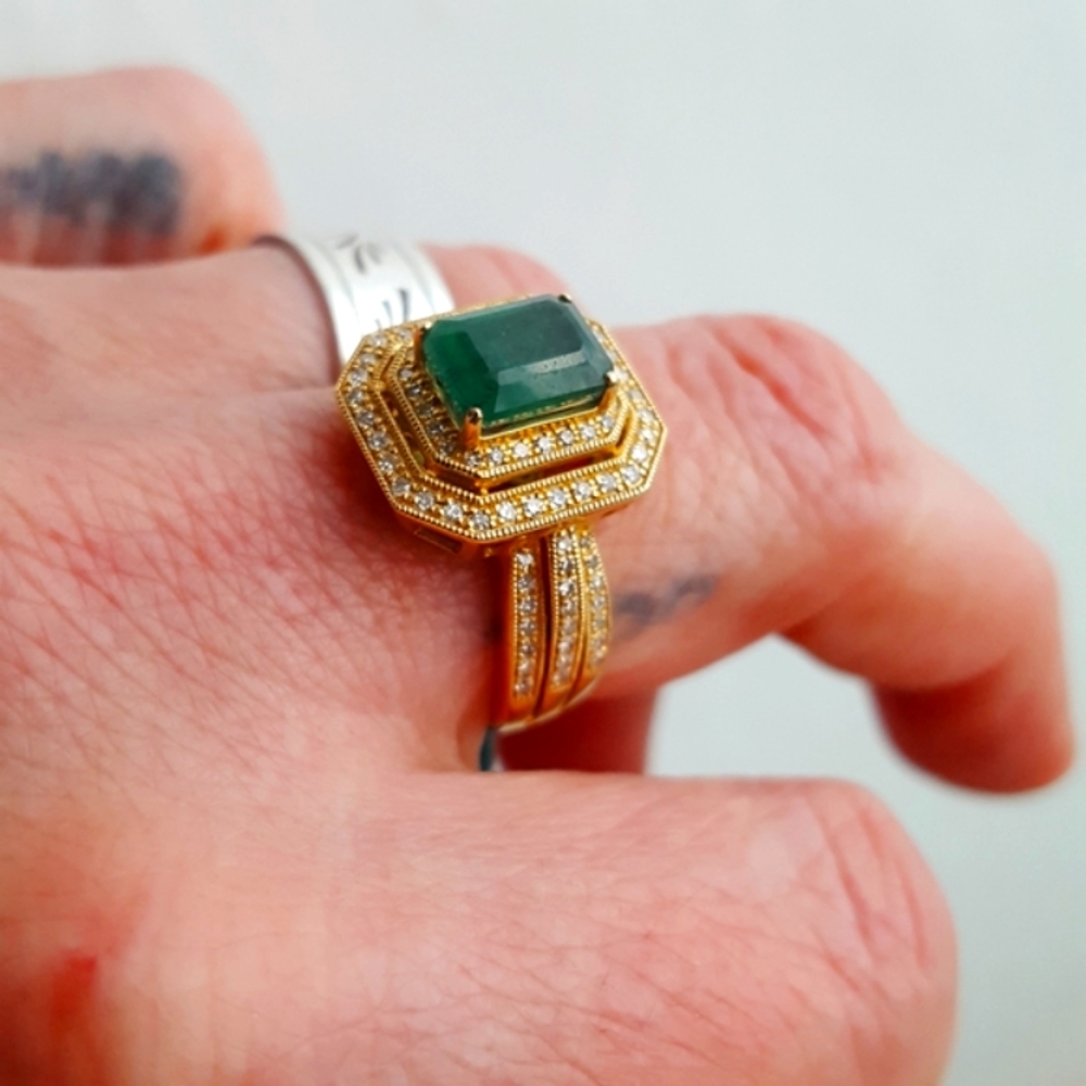 HP💫NWT🌙EFFY  14k Emerald Diamond Ring in Box Brasilica Collection - Picture 13 of 16